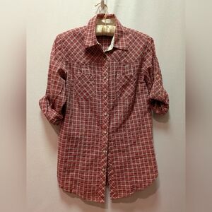 GAP Red, Blue, Cream Plaid Shirt